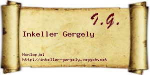 Inkeller Gergely névjegykártya